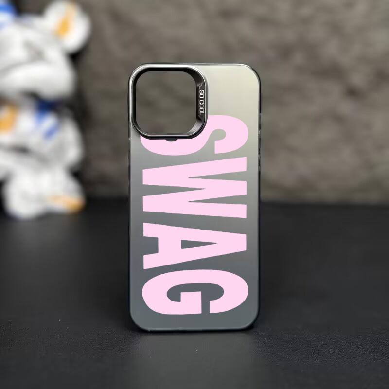 

Pink Letters SWAG Phone Case For Samsung Galaxy S26 S24 S25 S23 Ultra S22 S21 S20 Plus FE A35 A54 A55 Electroplate Back Cover iPhone XR