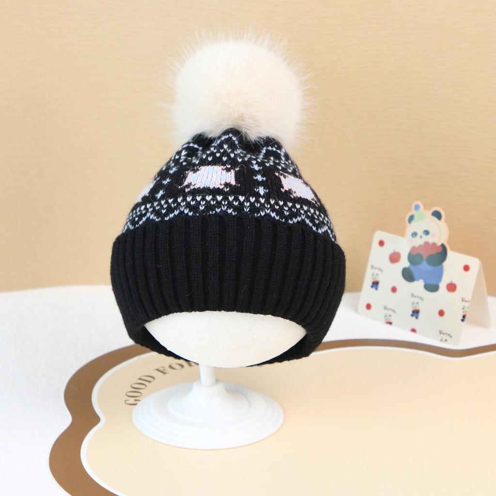 Winter Warm Baby Pompom Hat Woolen Knit Thicken Ear Protection Windproof Beanies Hat Boy Girl Kids Anti-Cold Pullover Hat