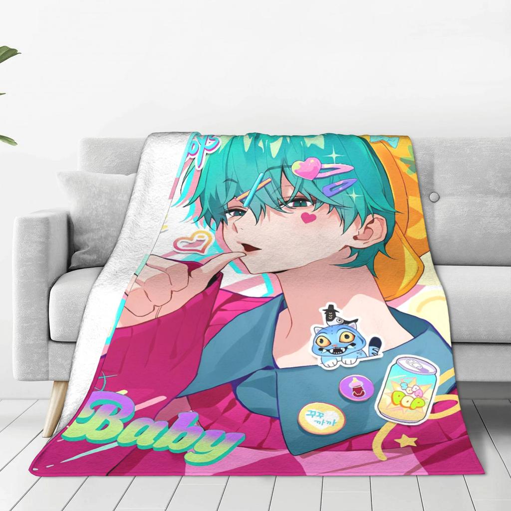 Saja Boys Abby Plush Blankets Girl Kpop Demon Hunter Flannel Throw Blanket For Home Decor Super Warm Design Quality Bedspread