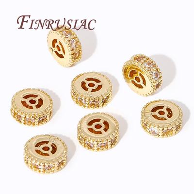 Metal Separators Beads 14K/18K Gold Plated Brass With Zircon Round Spacer Beads For Jewelry Making,Separators For Bracelets
