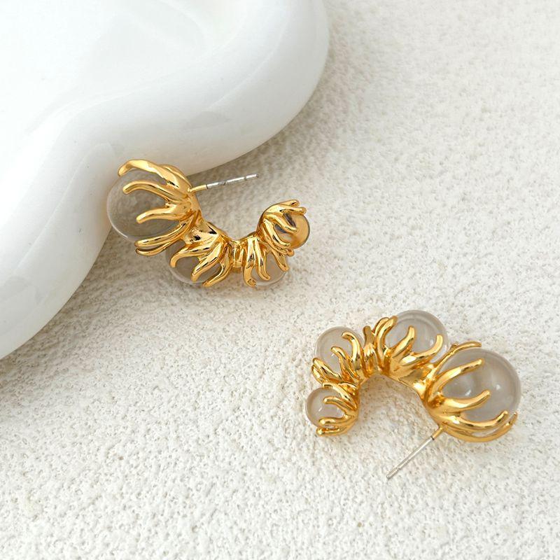 Earrings Light Luxury Premium Stud Earrings Moonstone Earrings Cold Wind Geometric Jewelry золотой