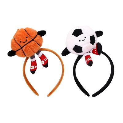 Cute Soccer Basketball Design Hair Accessory Furry Comfortable Headbands For Sports Event Daily Use