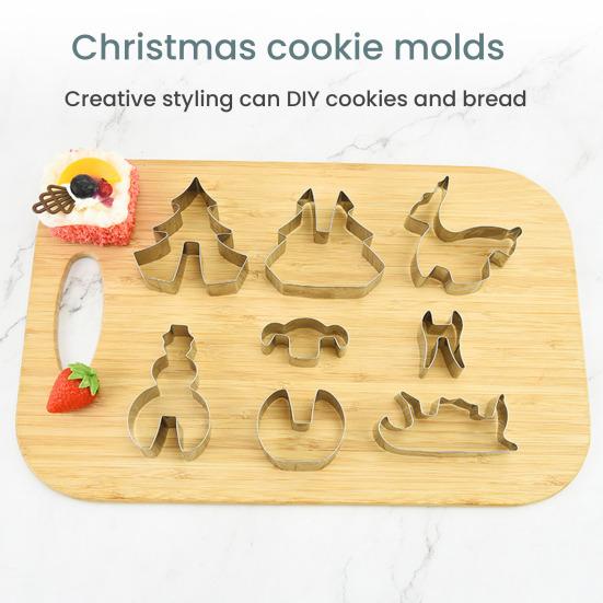8/10/18/24Pcs Stainless Steel Cookie Cutter Set 3D Shape Design Various Patterns Holiday Cookie Mold Christmas Gift Baking Tool