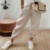 Women's Fashion Casual Solid Color Print High Waist Trousers Pants & Capris