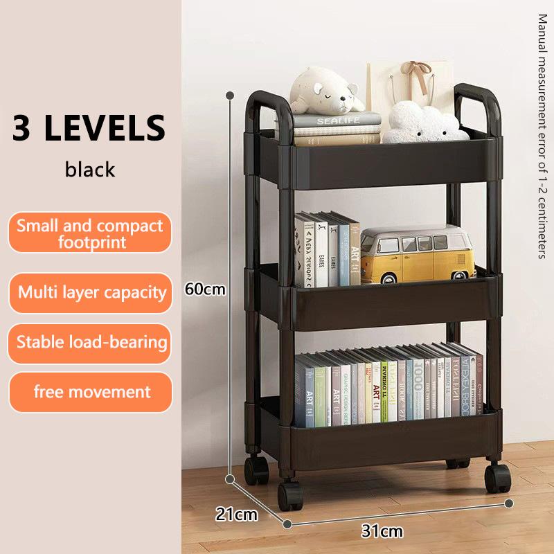 3/4-Tier Storage Cart,Multifunction Utility Rolling Cart Kitchen Storage Organizer,Mobile Shelving Unit Cart with Wheels for Bat