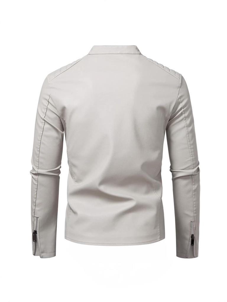 Men's Trendy PU Leather Motorcycle Jacket - Cross-Collar, Korean Style, Casual Spring/Autumn Coat