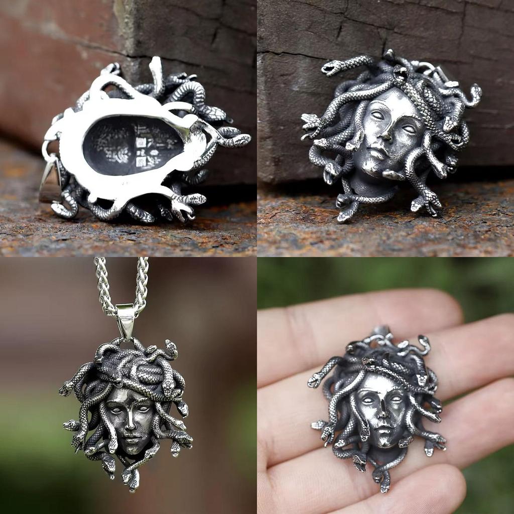 Retro Medusa Snake Animal Pendant Necklace With Zinc Alloy Charm For Gothic Style