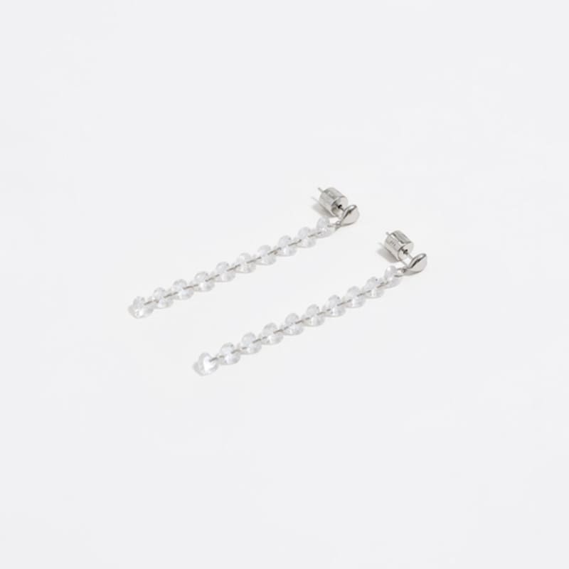 BIMBA Y LOLA [25FW] BIMBA Y LOLA Silver Tone Heart Crystal Earrings B256AIW014SIF