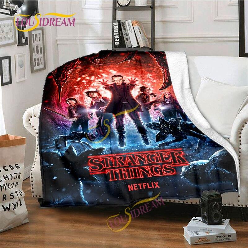 Stranger Things Flannel Blanket  Warm Comfort  Blanket Home Office Noon Break Blanket Travel Bed Sofa Washable Blanket.