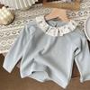 Korean Style Floral Ruffle Collar Long Sleeve Toddler Girls' T-Shirt