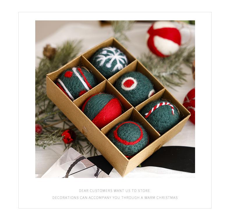 Christmas Ornament Set: Flocked & Painted Hanging Balls In Gift Box for Tree Decoration