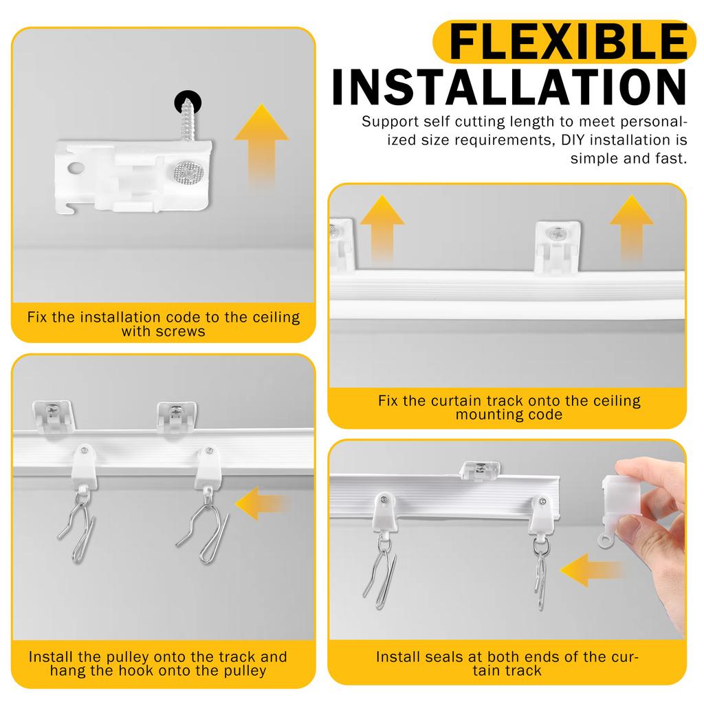 5M Flexible Bendable Curtain Track Bedrooms Balconies Bathrooms Room Divider Ceiling Silent Track Home Window Decor Accessories