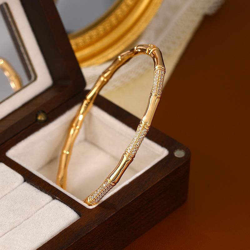 Bamboo Joint Zircon Bracelet Light Luxury Fashion Versatile Elegant Minimalist Women Jewelry