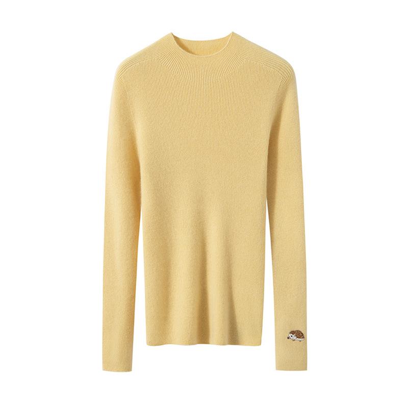 Autumn/Winter 2025 Women's Slim-Fit Striped Cashmere Embroidered Knit Top