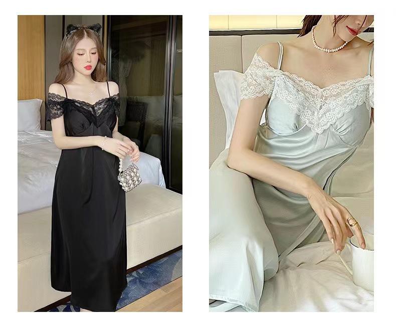 Pigiama Estivo da Donna a Maniche Corte in Seta Ghiacciata con Imbottiture sul Seno - Comoda Camicia da Notte Canotta di Lusso in Stile Pura Desiderio.