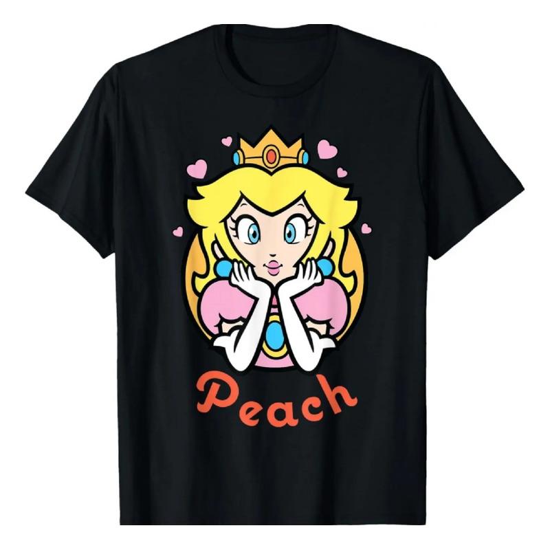Camiseta Con Estampado De Retratos De La Princesa Peach De S S
