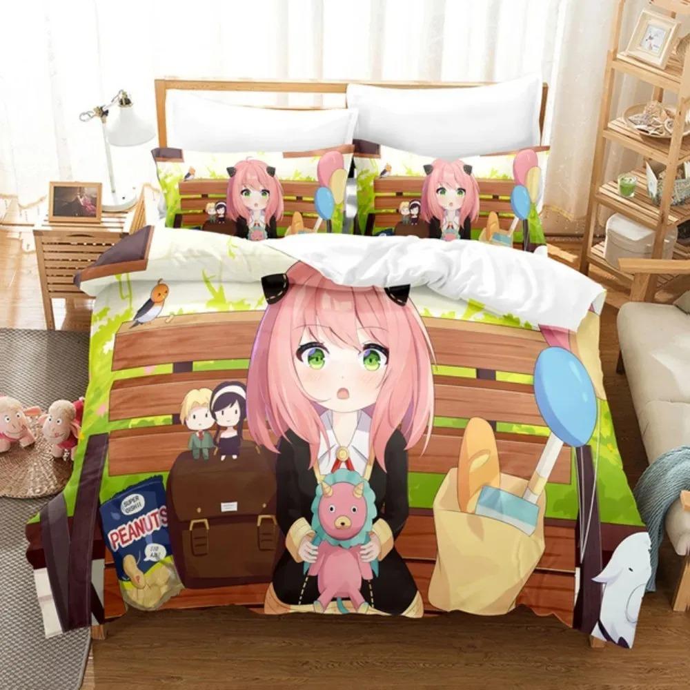 Anime SPY×FAMILY Bedding Set Anya Forger Duvet Cover Set Microfiber Single Queen King Twin Full Size Duvet Cover For Gifts