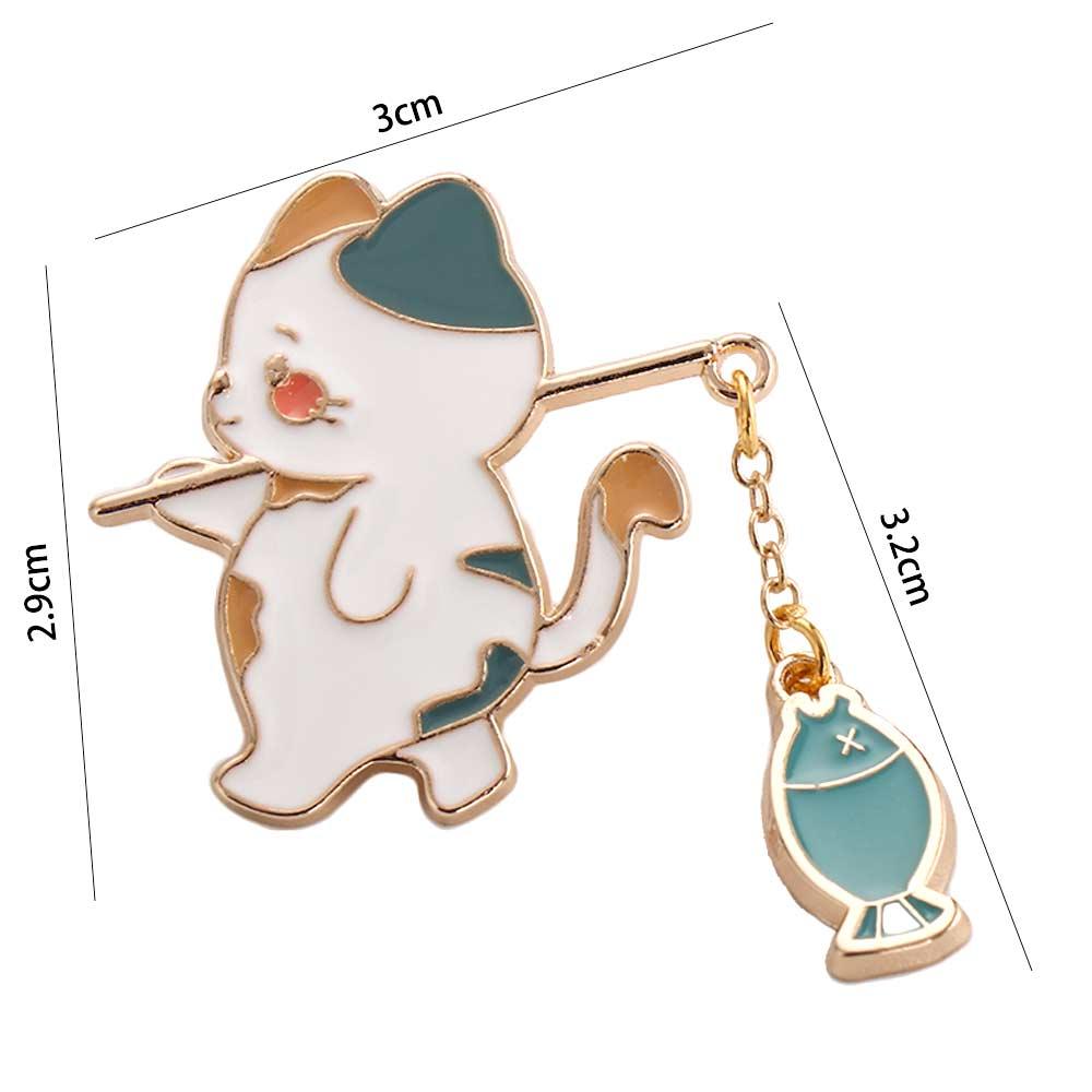 Gift For Women Men Funny Cats Jewelry Accessories Collar School Bag Badge Pin Cat Fishing Brooch Cat Brooch Enamel Brooch