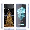 Merry Christmas Tree Deer Case For Samsung Galaxy Z Flip 4 5G Transparent Hard Cell Phone Cover ZFlip Clear PC Luxury Coque