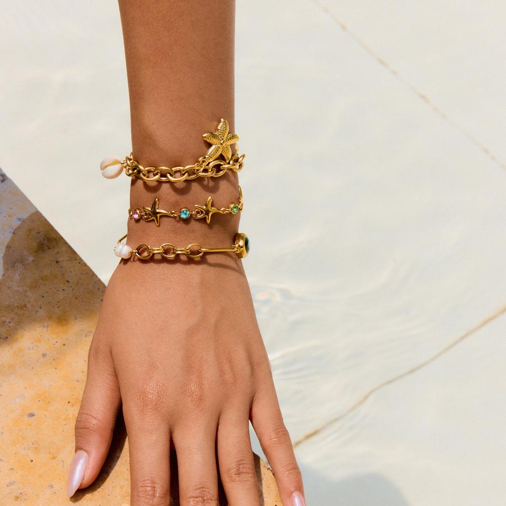 European and American zircon starfish bracelet stainless steel non-fading jewelry titanium steel jewelry