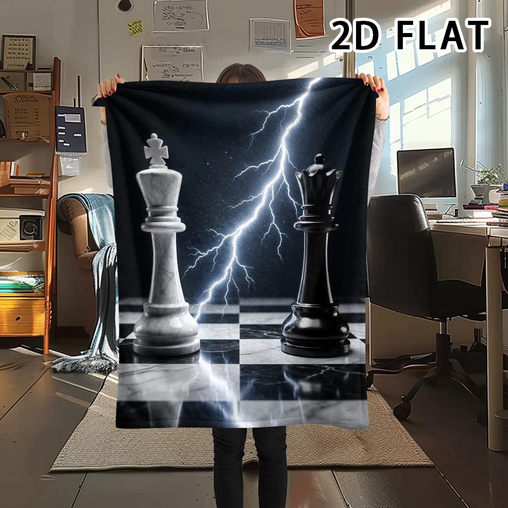1Pc Chess Print Flannel Blanket,High quality Comfortable for All Seasons,Home Decor,Warmth and Comfort,Perfect for Christmas Gifts