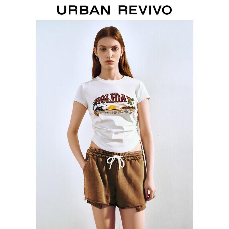 UR2026 Women s Casual Printed U-Hem T-Shirt L