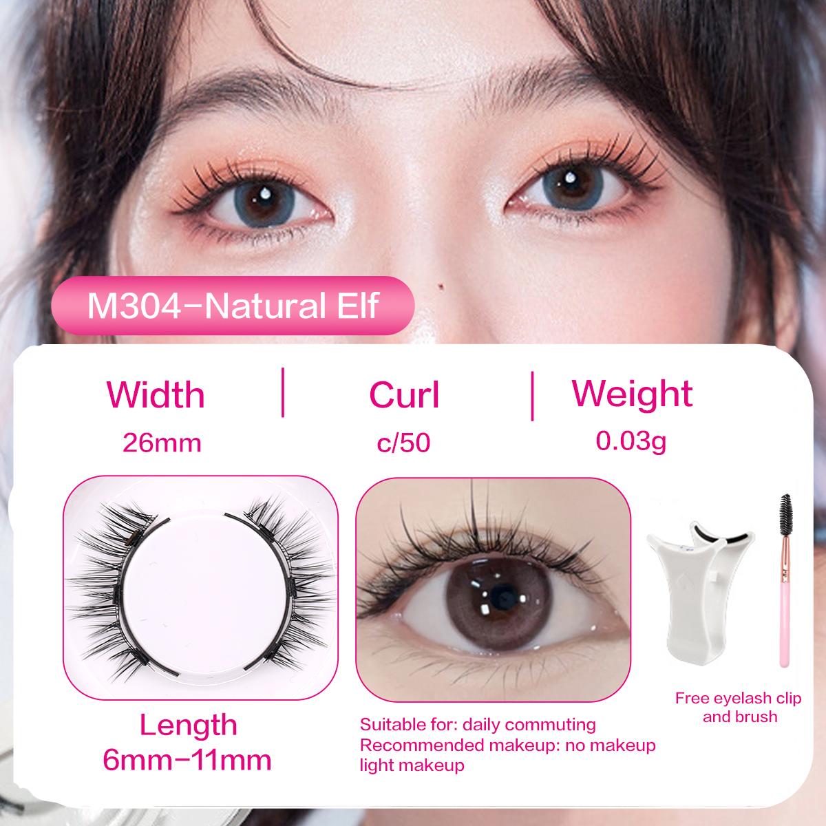 Magnetic Eyelashes 4 Pair Reusable Magnetic Eyelashes with Applicator No Glue Needed Eyelashes Natural Look Lash Clusters Kit Natural Long&box