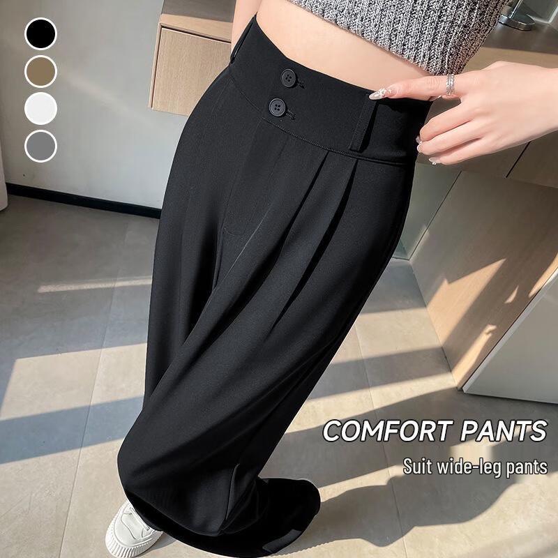 LANGSHA Women's 2025 Lightweight High-Waisted Straight-Leg Suit Pants
