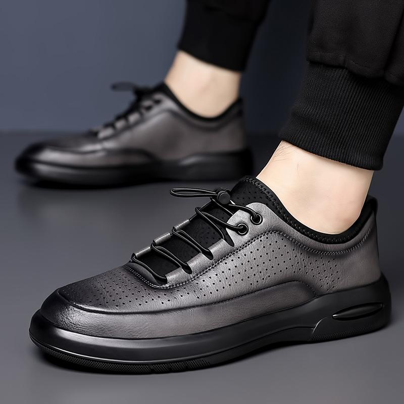 Fashion High Quality Hollowed Out Leather Casual Shoes Men Soft Comfort Breathable Leather Shoes Summer Lightweight Men's Oxford Shoes
