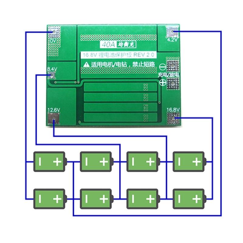 4S 40A 18650 Lithium Battery Protective Board 16.8V with Over Charge Discharge Over Current Protective Circuit Board