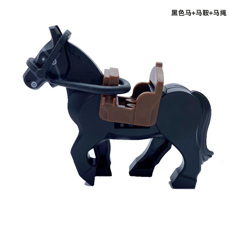 Small Particle Building Block Toy Plastic Horse Figurine Accessories Equipment War Horse Children'S Toys