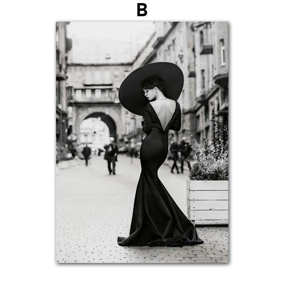 

Настенная живопись на холсте, модные пары, город, черное кружево, девушка, цветы, плакаты на скандинавскую тему и принты, настенные панно для декора гостиной 30X40 cm No Framed