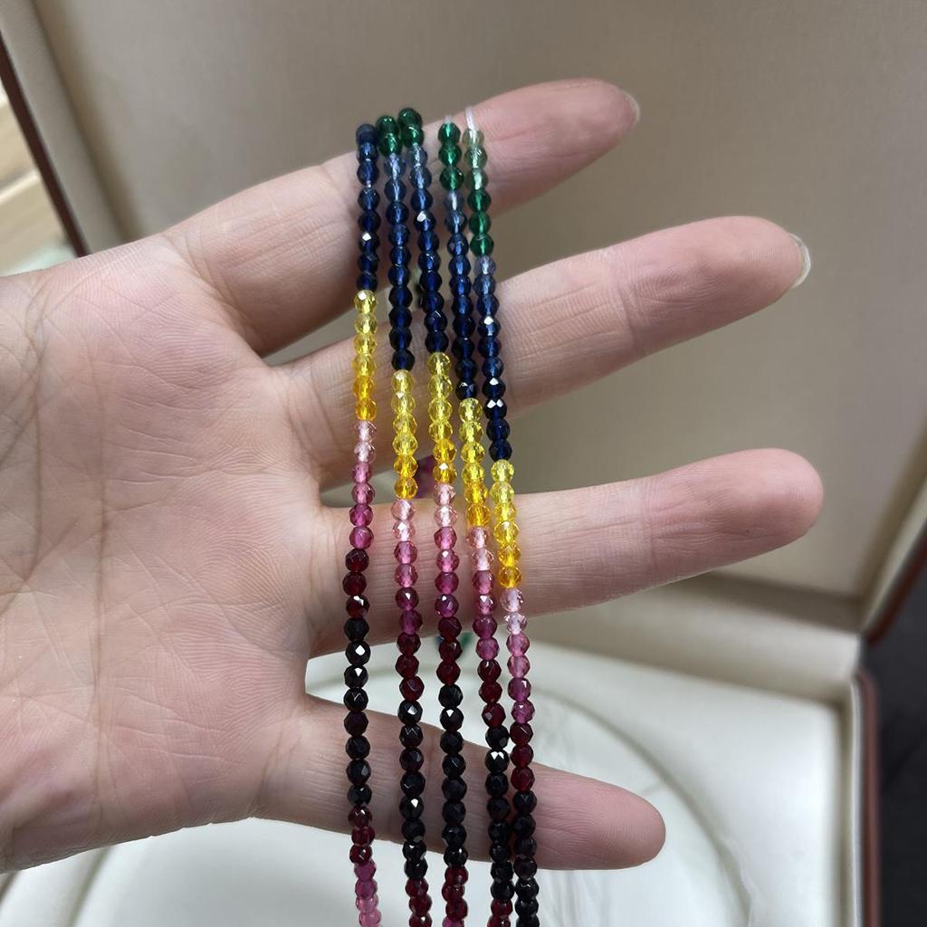 10String, Natural Multi-color Spinel Beads Strand 3mm Faceted Round Loose Gemstone Beads 40cm DIY Bracelet Necklace Jewelry Making Supplies