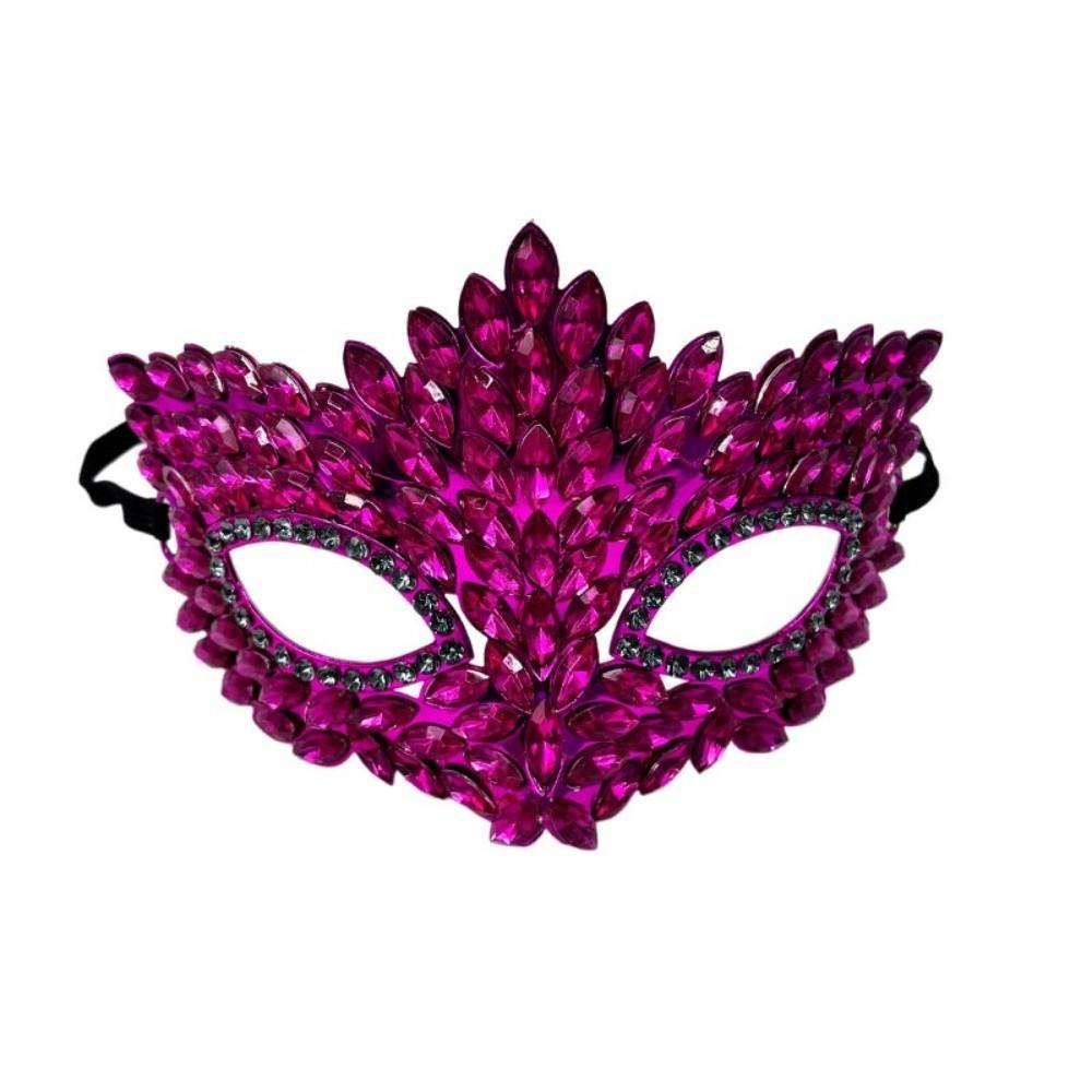 Luxury Half Face Mask Flame Leaf Rhinestone Half Mask Elegant Masquerade Mask Halloween Parties