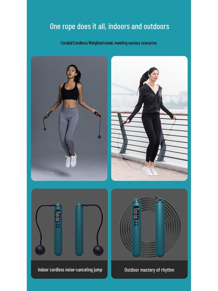 Moyue Kabelloses Intelligentes Springseil mit Beschwerten Griffen für Erwachsenen-Fitness und Geschwindigkeitstraining