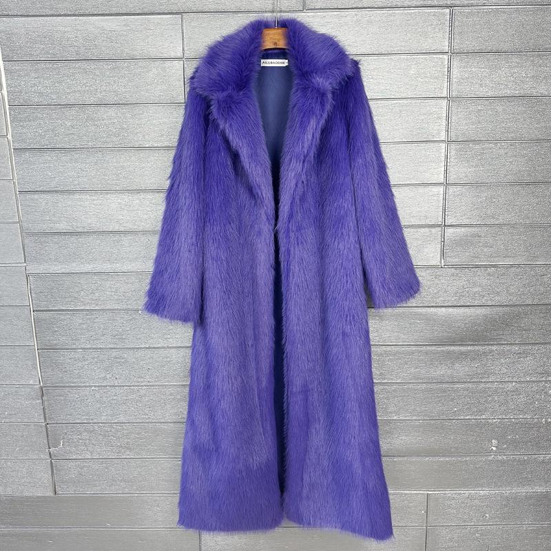 Cappotto Lungo Spesso da Donna in Ecopelliccia con Revers – Soffice Design Imitazione Toka per l'Inverno