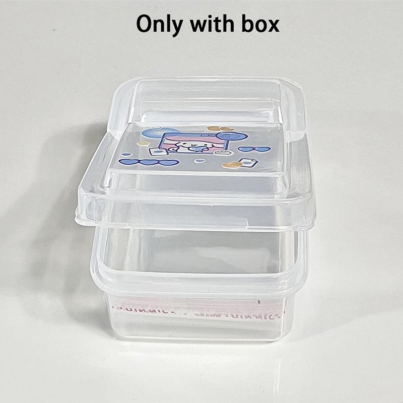 1PCS Rectangular Transparent Storage Box With Lid Stickers Collection Desktop Container Case Multipurpose Home Storage Box