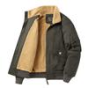 Cotton Coat, Washed, Velvet, Thickened, Loose, Large Size, Off-shoulder Cotton Jacket with Inner Lining, Warm Cotton Coat for Men