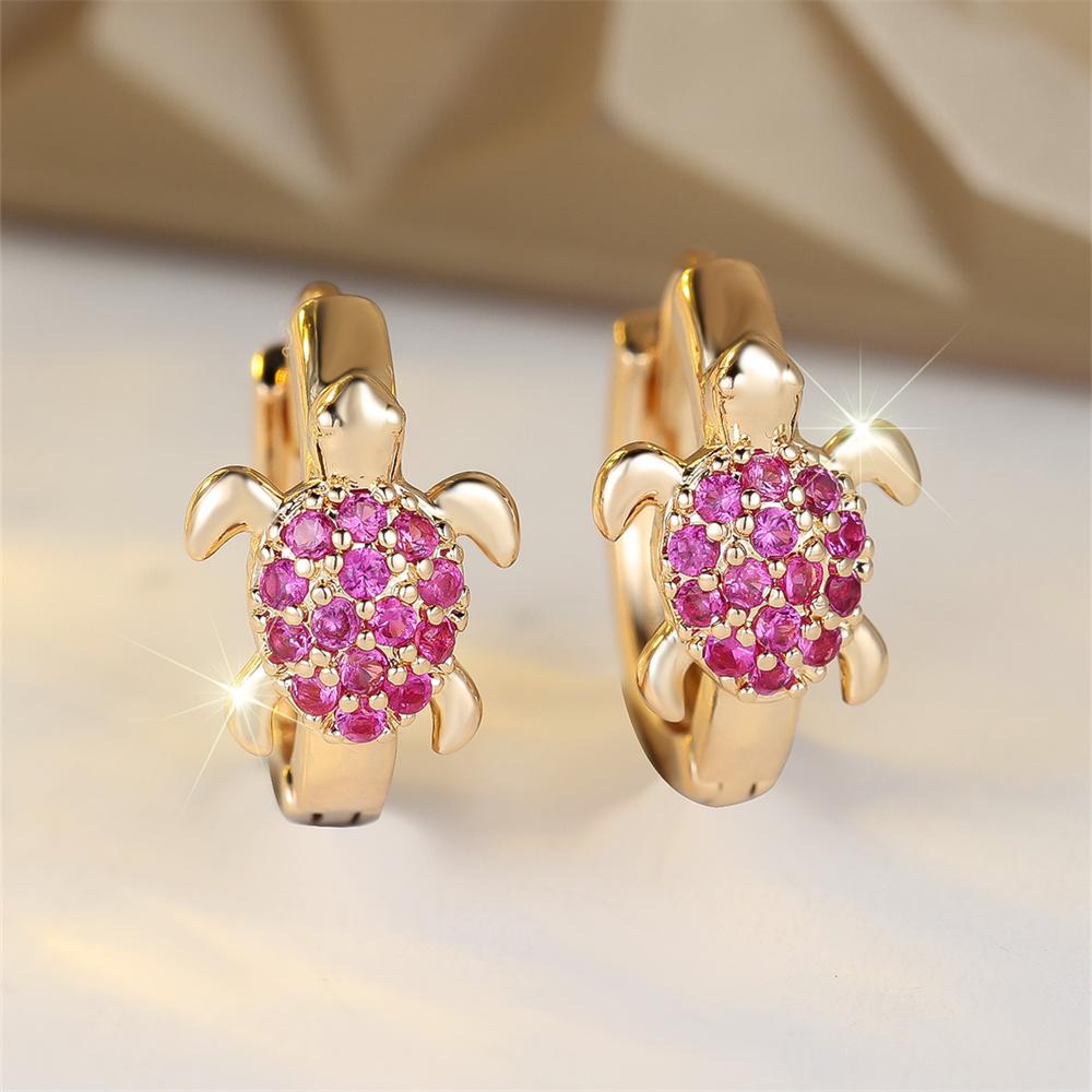 Kolczyki koła z cyrkonii w kolorze zielonym, urocze, w kształcie żółwia morskiego, dla kobiet, w kolorze starego złota, z małą klamrą na ucho, biżuteria ślubna, prezent na Dzień Matki