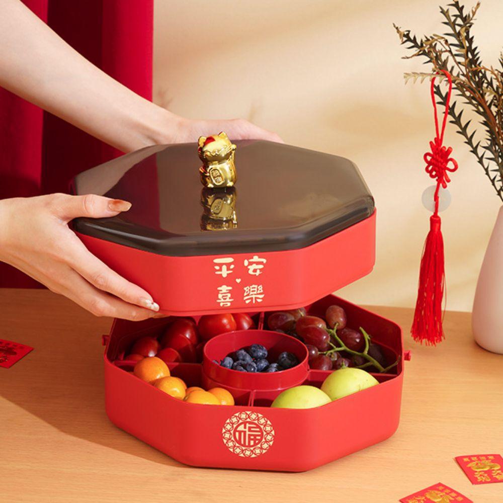Multi-layered Spring Festival Nuts Tray Octagon Dried Fruits Plate  Living Room