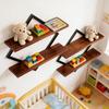 In-Stock Double Layer Iron & Wood Diamond Wall Shelf for Living Room/Bedroom