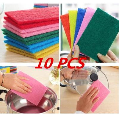 New 10pcs Scouring Pads Cleaning Cloth Dish Towel Colorful Home Scour Scrub