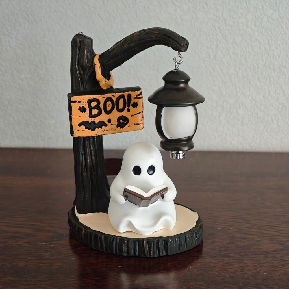 Handbemalte Halloween-Lampe, batteriebetrieben, Schreibtisch-Dekoration, Licht, Geschenk für Buchclub