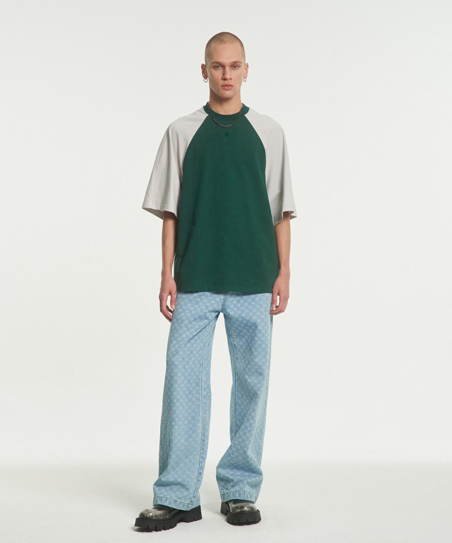 Mea Paneled Cotton T-Shirt [Green] Green/2
