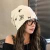 Thickened Butterfly Print Beanies Holes Plush Pullover Hat Fashion Fleece Beanies  Keep Warm