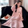 Girls Winter Velvet Nightgown Embossed Thick Warm Long Sleeve Mid Length Sleep Dress Kids Cozy Pajamas Matching Family Robe