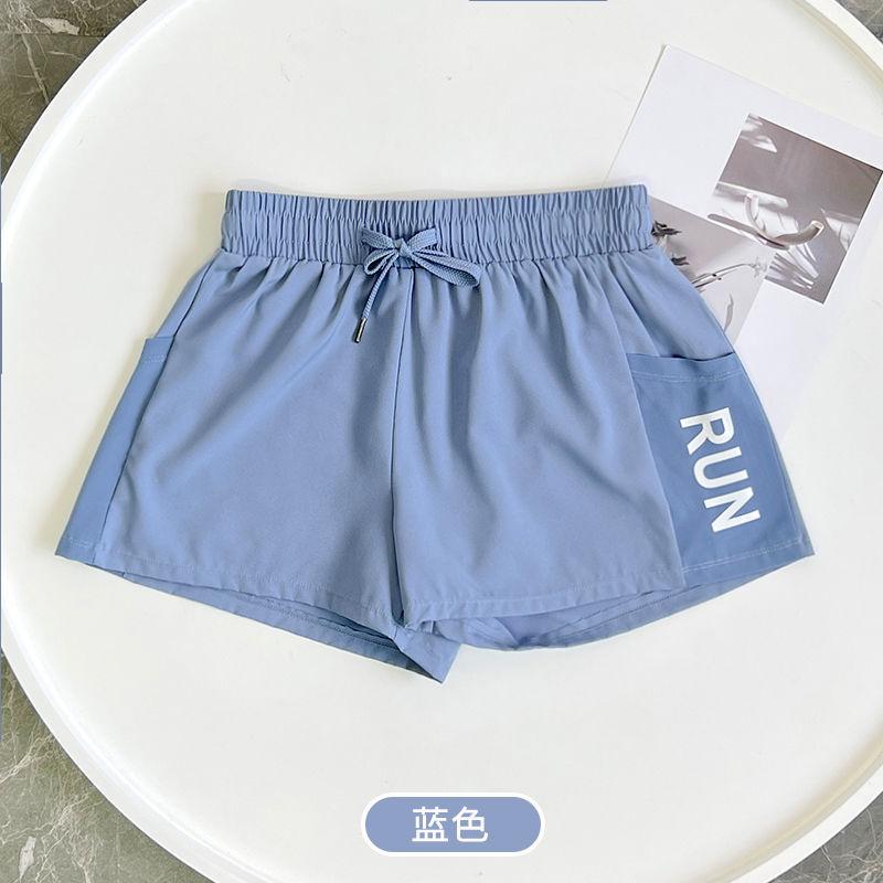 

Спортивные шорты женские нескользящие свободные быстросохнущие поддельные два с высокой талией повседневные штаны для бега, йоги и фитнеса XL синий