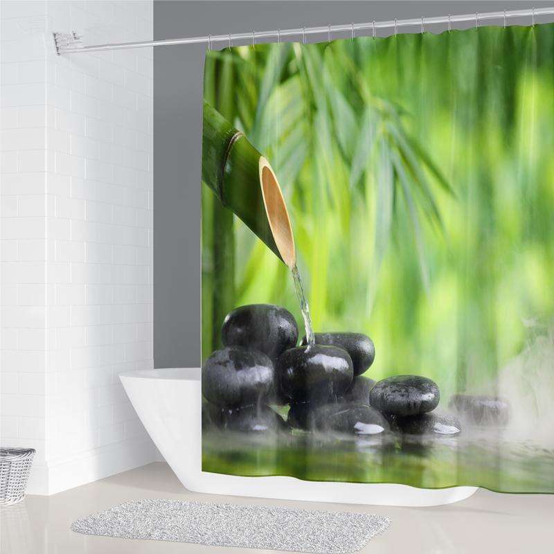 Pebble Printed Shower Curtain Mildew Washable Curtain With Hook Bathroom Decorative Curtain Rocks 3D Shower Curtains 240*180Cm
