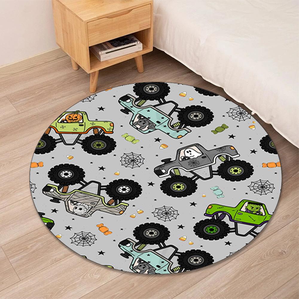 Truck Printed Round Rug Carpet Chair Rug Area Rug Entryway Doormats,for Office Chair Living Room Bedroom Kitchen Room.