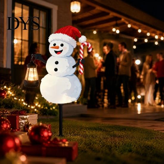 Weather Resistant Stake Lights 1/2Pcs Holding Lantern Santa Light, Christmas Snowman Solar Lamp with Claus Stake, Decorative Light for Outdoor Garden